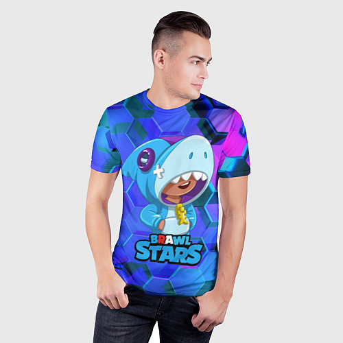 Мужская спорт-футболка Скин акулы Леона / 3D-принт – фото 3