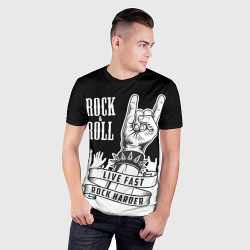 Мужская спорт-футболка Rock and Roll / 3D-принт – фото 3