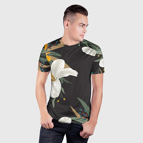 Мужская спорт-футболка Цветочный арт / 3D-принт – фото 3