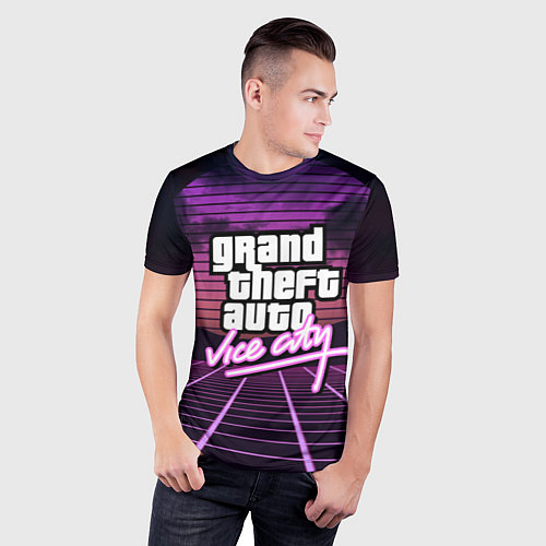 Мужская спорт-футболка GTA VICE CITY / 3D-принт – фото 3
