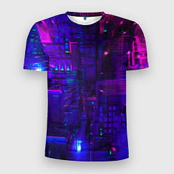 Футболка спортивная мужская NEON CUBES, цвет: 3D-принт