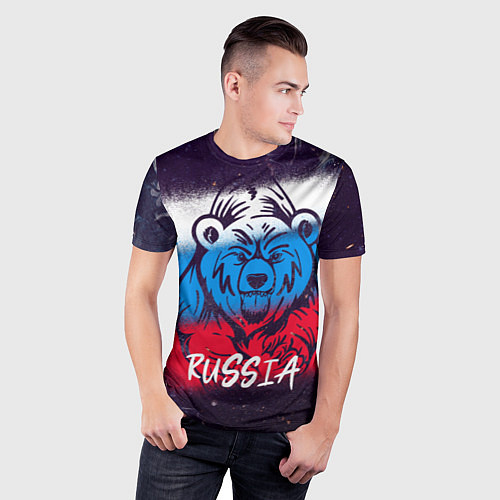 Мужская спорт-футболка Russia Bear / 3D-принт – фото 3