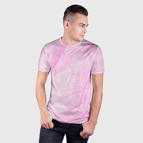 Мужская спорт-футболка Розовые разводы краска зефир / 3D-принт – фото 3