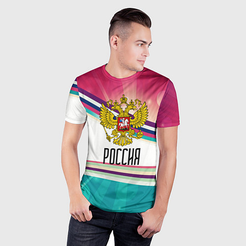 Мужская спорт-футболка РОССИЯ / 3D-принт – фото 3