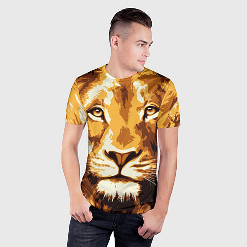 Мужская спорт-футболка Взгляд льва / 3D-принт – фото 3