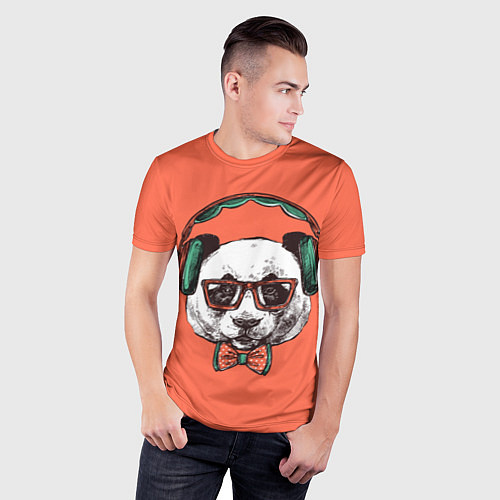 Мужская спорт-футболка Панда-меломан / 3D-принт – фото 3