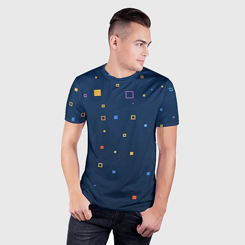 Мужская спорт-футболка Геометрия дождь / 3D-принт – фото 3