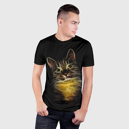 Мужская спорт-футболка Дымчато-световой кот / 3D-принт – фото 3