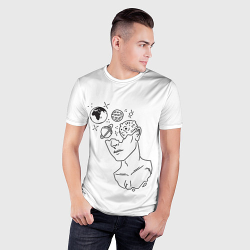 Мужская спорт-футболка Мужчина и планеты / 3D-принт – фото 3