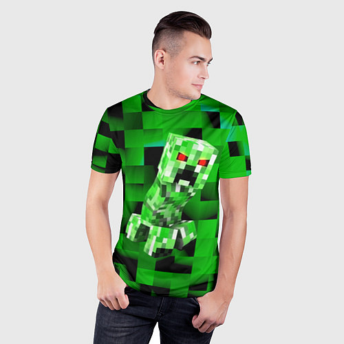 Мужская спорт-футболка Minecraft creeper / 3D-принт – фото 3
