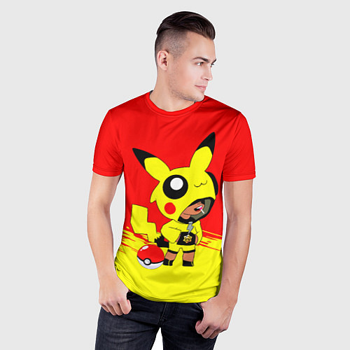 Мужская спорт-футболка Brawl starsLeon pikachu / 3D-принт – фото 3