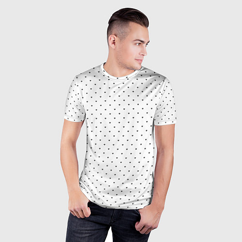 Мужская спорт-футболка Сердечки черные на белом / 3D-принт – фото 3
