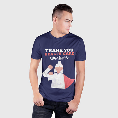 Мужская спорт-футболка Спасибо врачам / 3D-принт – фото 3