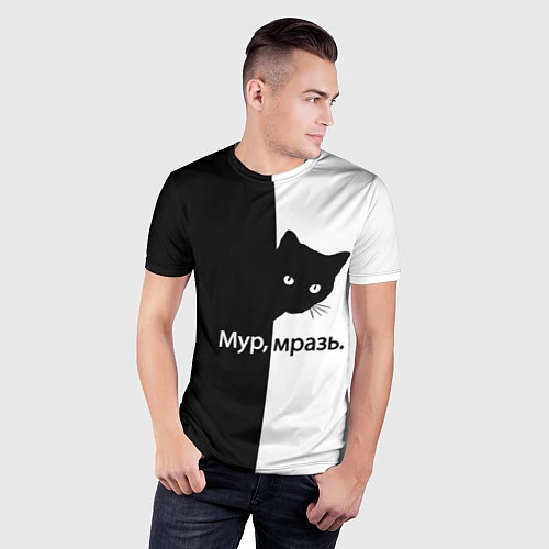 Мужская спорт-футболка Черный кот / 3D-принт – фото 3