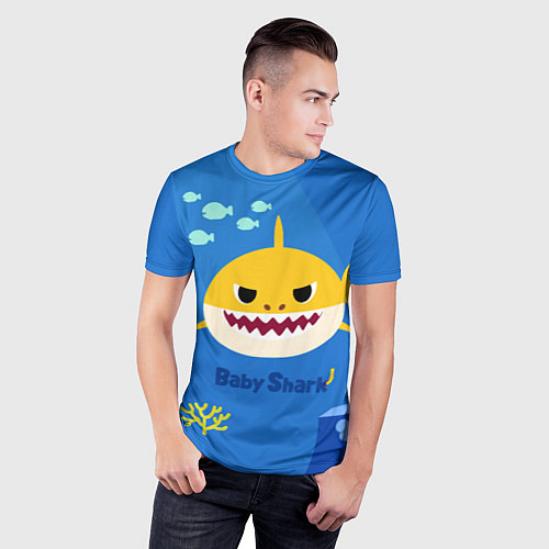 Мужская спорт-футболка Baby shark / 3D-принт – фото 3