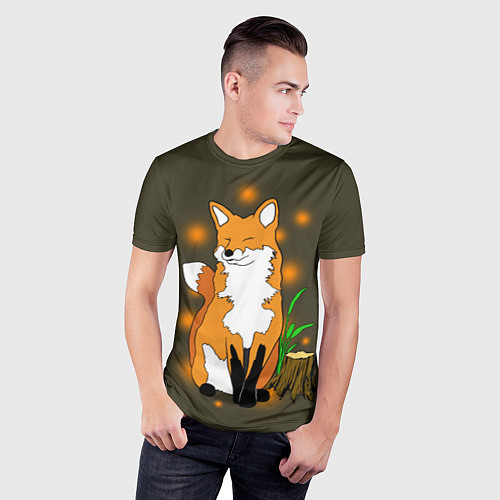 Мужская спорт-футболка Лиса в лесу / 3D-принт – фото 3