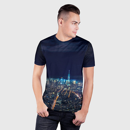 Мужская спорт-футболка Ночной город / 3D-принт – фото 3