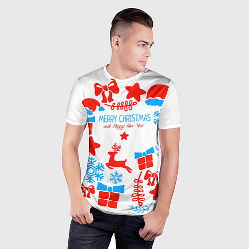 Мужская спорт-футболка Merry Christmas and HNY / 3D-принт – фото 3