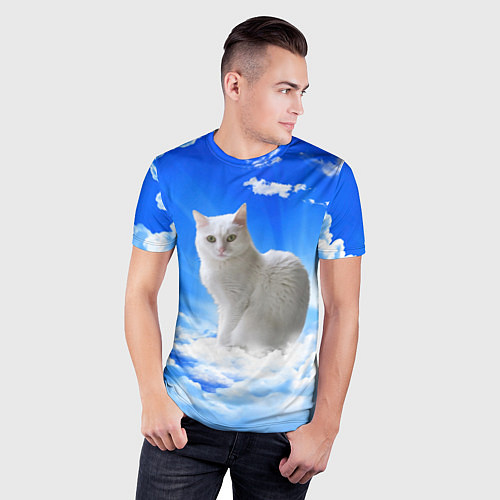 Мужская спорт-футболка Кот в облаках / 3D-принт – фото 3