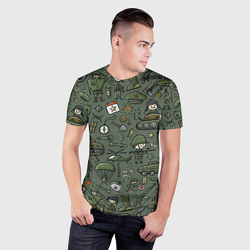 Мужская спорт-футболка Военные атрибуты / 3D-принт – фото 3
