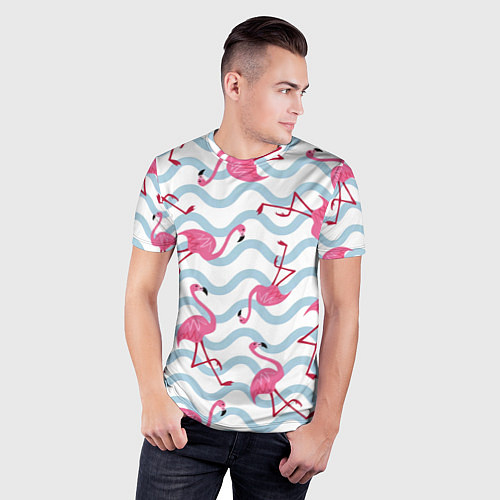 Мужская спорт-футболка Фламинго Волны / 3D-принт – фото 3