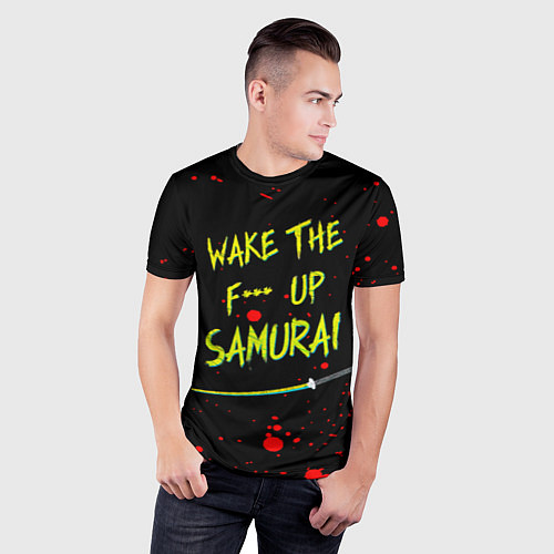 Мужская спорт-футболка WAKE THE F*** UP SAMURAI / 3D-принт – фото 3