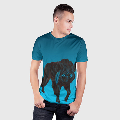 Мужская спорт-футболка Черный дух волка / 3D-принт – фото 3