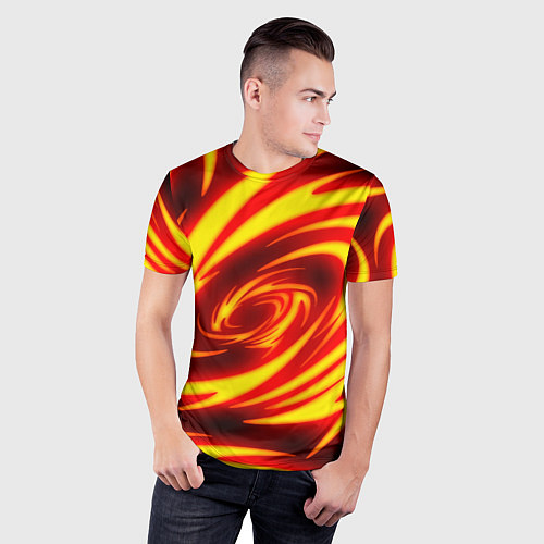 Мужская спорт-футболка ОГНЕННЫЕ ВОЛНЫ FIRE STRIPES / 3D-принт – фото 3