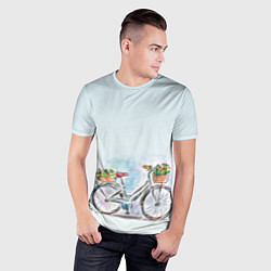 Футболка спортивная мужская Акварельный велосипед, цвет: 3D-принт — фото 2