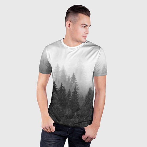 Мужская спорт-футболка Туманный лес / 3D-принт – фото 3