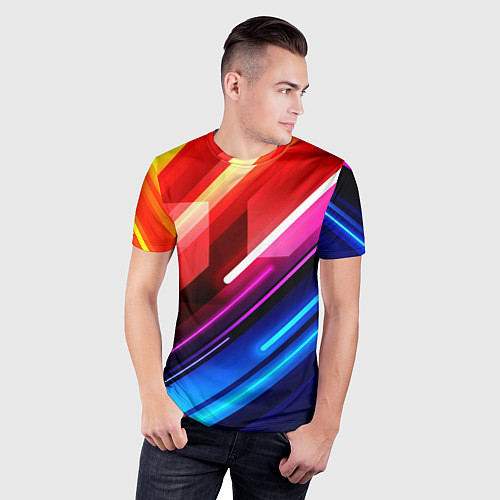Мужская спорт-футболка НЕОН / 3D-принт – фото 3