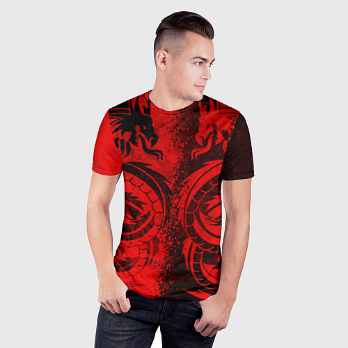 Мужская спорт-футболка BLACK RED DRAGONS TATOO / 3D-принт – фото 3