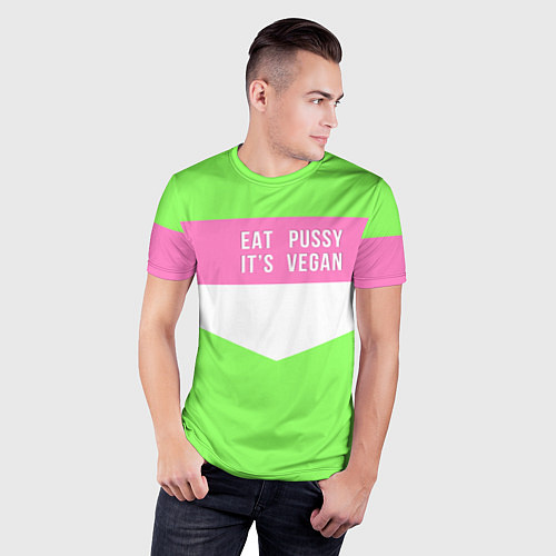 Мужская спорт-футболка Eat pussy Its vegan / 3D-принт – фото 3