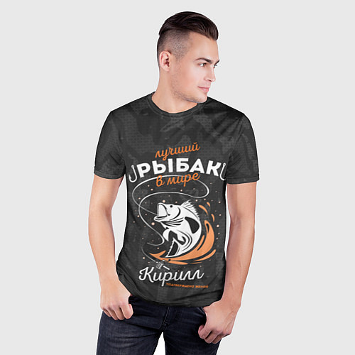 Мужская спорт-футболка Камуфляж для рыбака Кирилл / 3D-принт – фото 3