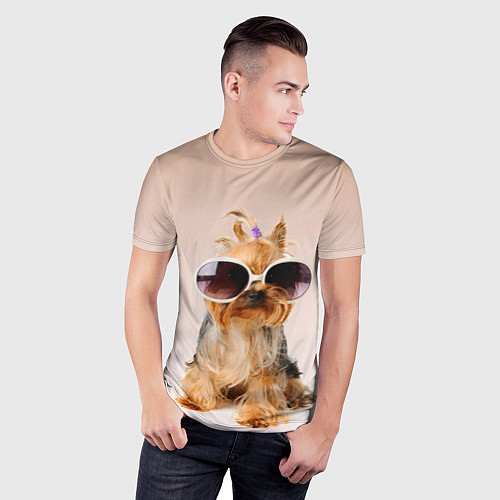 Мужская спорт-футболка Собака в очках / 3D-принт – фото 3