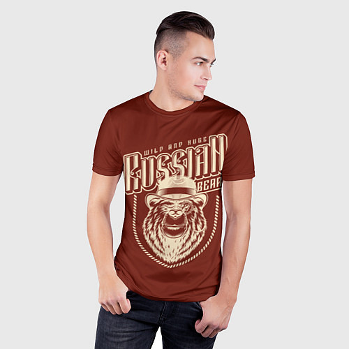 Мужская спорт-футболка Русский медведь в шляпе / 3D-принт – фото 3