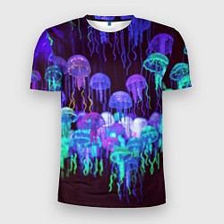 Футболка спортивная мужская Неоновые медузы, цвет: 3D-принт