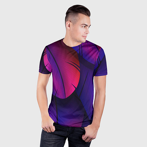 Мужская спорт-футболка Фиолетовые Перья / 3D-принт – фото 3