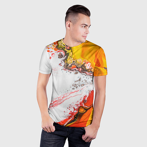 Мужская спорт-футболка Рисунок желтой краской / 3D-принт – фото 3