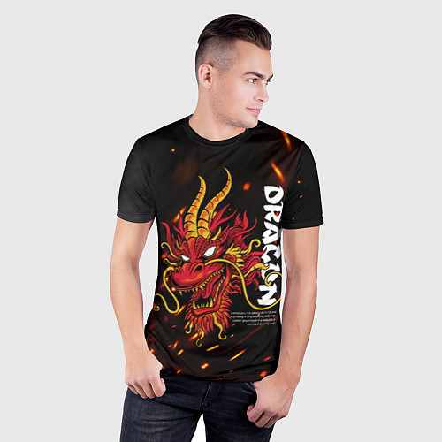 Мужская спорт-футболка Dragon Огненный дракон / 3D-принт – фото 3