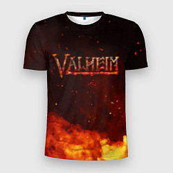 Футболка спортивная мужская Valheim огненный лого, цвет: 3D-принт