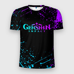 Футболка спортивная мужская GENSHIN IMPACT NEON LOGO, цвет: 3D-принт