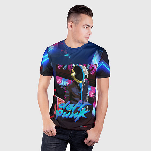 Мужская спорт-футболка Daft punk neon rock / 3D-принт – фото 3