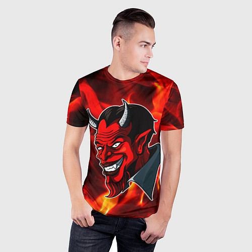 Мужская спорт-футболка The devil is on fire / 3D-принт – фото 3