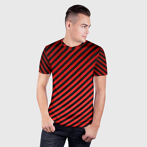Мужская спорт-футболка Красные полосы / 3D-принт – фото 3