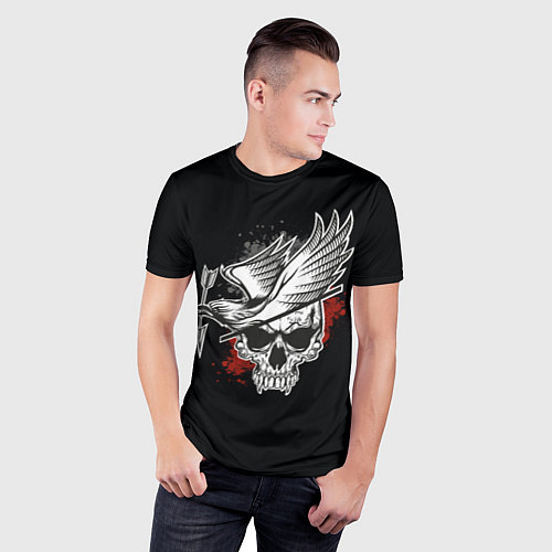 Мужская спорт-футболка Череп с птицей со стрелой / 3D-принт – фото 3