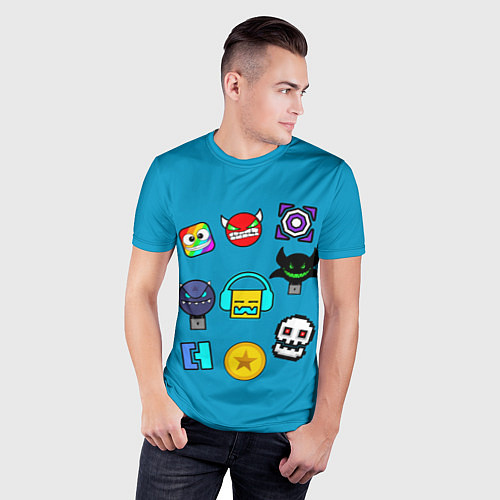 Мужская спорт-футболка Geometry Dash Icons / 3D-принт – фото 3