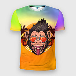 Футболка спортивная мужская Веселая обезьяна в очках, цвет: 3D-принт