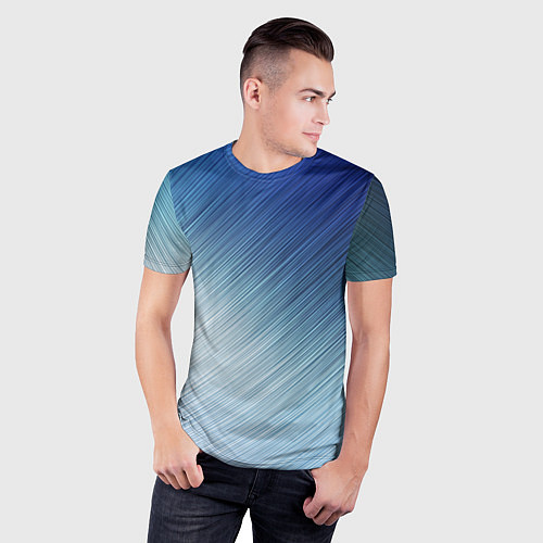 Мужская спорт-футболка Текстура Оттенки льда / 3D-принт – фото 3