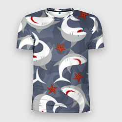 Футболка спортивная мужская Акулы, цвет: 3D-принт